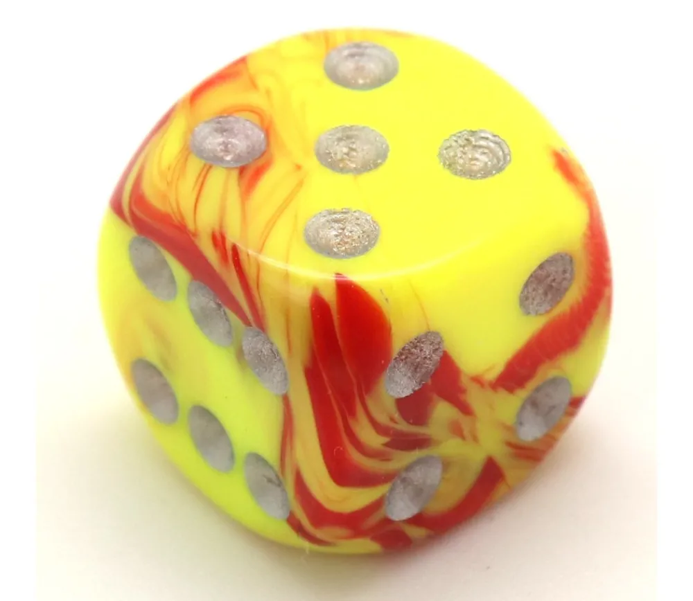 Tout Pour le Jeu Dé design jaune rouge peps effet artistique 15 mm points argentés