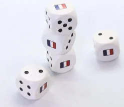 Tout Pour le Jeu Dé en bois avec points 1 à 5 et 1 face drapeau français 16 mm