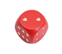 Tout Pour le Jeu Dé en bois rouge avec coeurs dorés 1.6 cm Amour