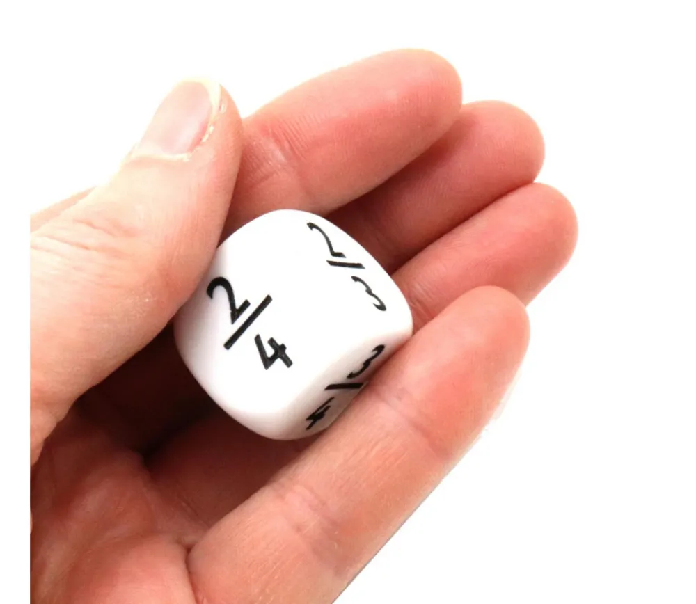 Tout Pour le Jeu Dé fraction 1/2 2/4 1/3 2/3 1/4 3/4 en 22 mm