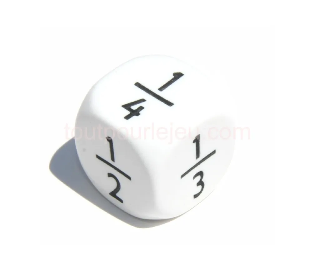 Tout Pour le Jeu Dé fraction 1/2 2/4 1/3 2/3 1/4 3/4 en 22 mm