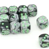 Tout Pour le Jeu Dé mix argent/noir 16 mm points verts