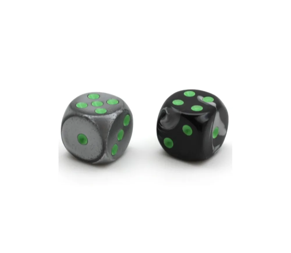 Tout Pour le Jeu Dé mix argent/noir 16 mm points verts