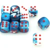 Tout Pour le Jeu Dé mélange glacé nacré bleu-blanc 16 mm points rouge