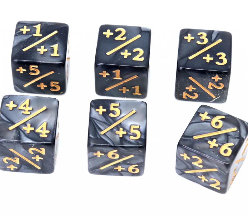 Tout Pour le Jeu Dé modificateur D6 positif noir perlé +1 à +6