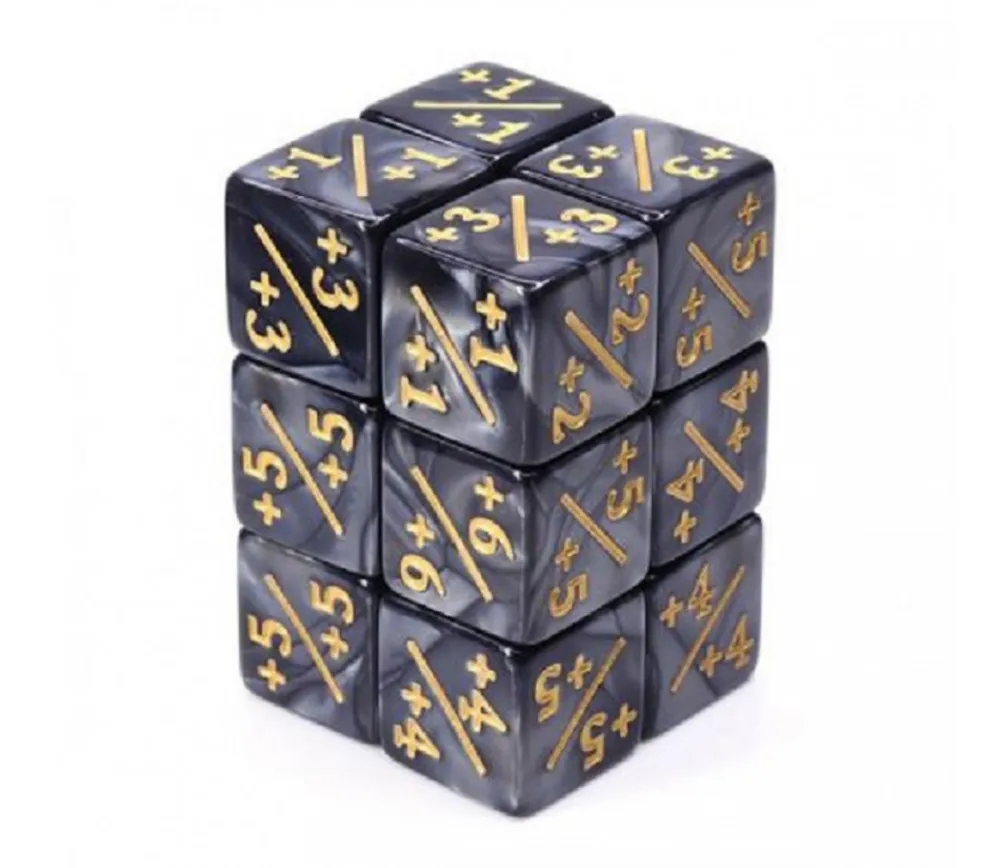 Tout Pour le Jeu Dé modificateur D6 positif noir perlé +1 à +6