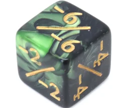 Tout Pour le Jeu Dé modificateur négatif -1 à -6 noir et vert nacré