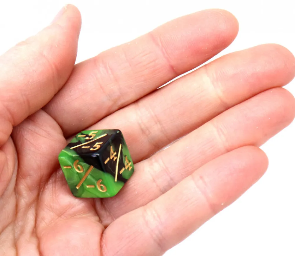 Tout Pour le Jeu Dé modificateur négatif -1 à -6 noir et vert nacré