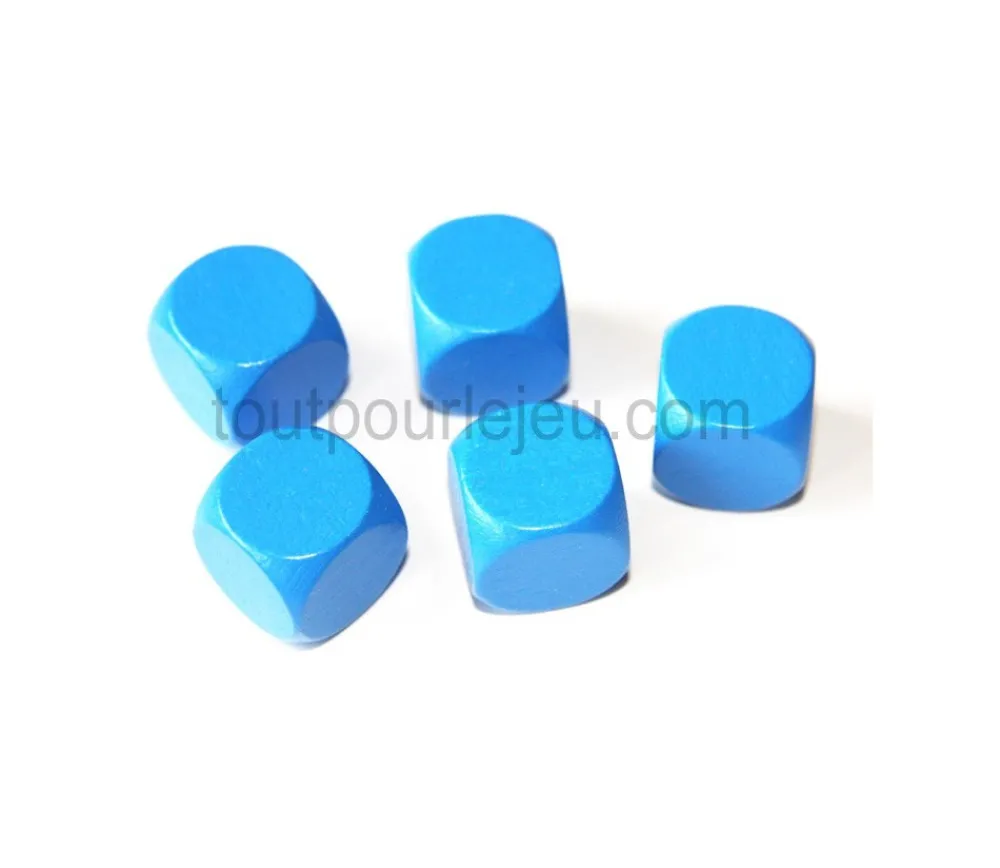 Tout Pour le Jeu Dé neutre bleu 16 mm en bois sans marquage hêtre à l'unité