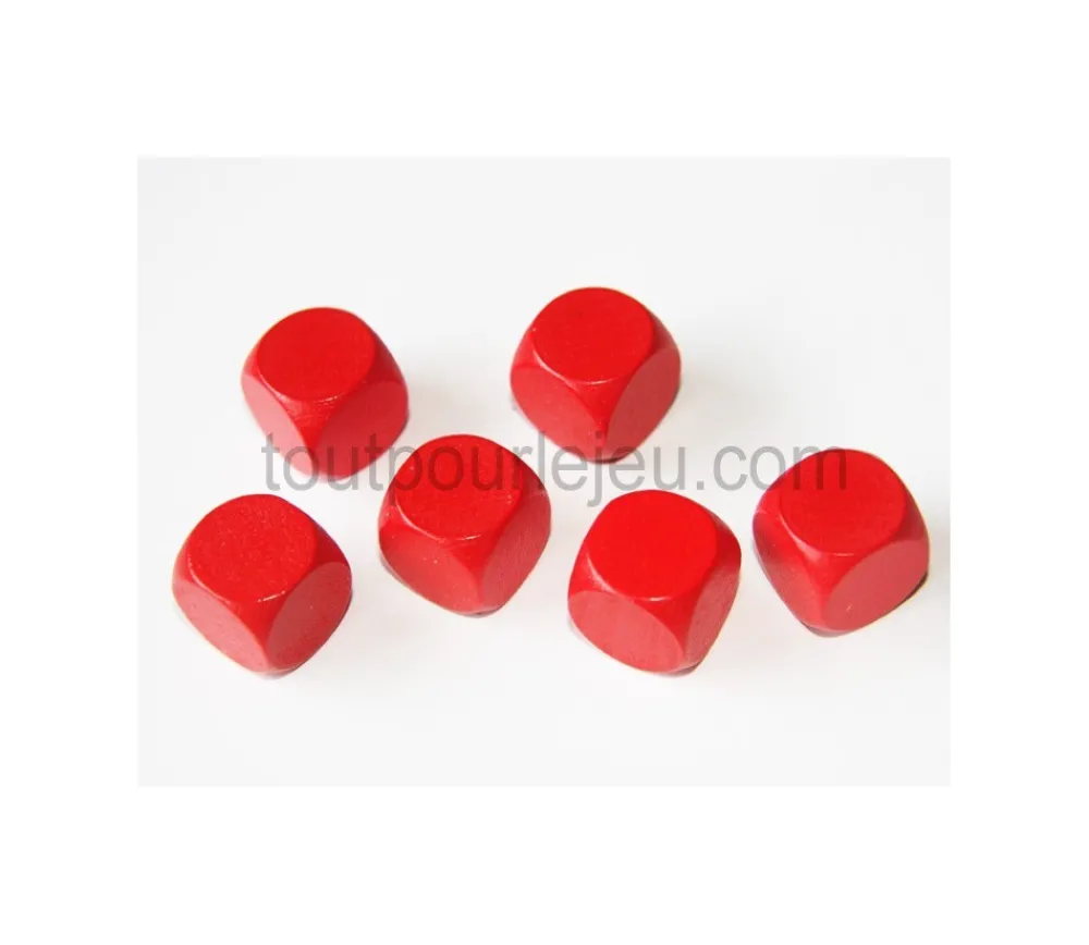 Tout Pour le Jeu Dé neutre rouge 16 mm en bois sans marquage hêtre à l'unité