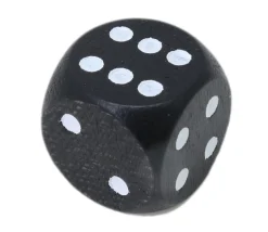 Tout Pour le Jeu Dé noir en bois 16 mm de 1 à 6 pour jeu de société