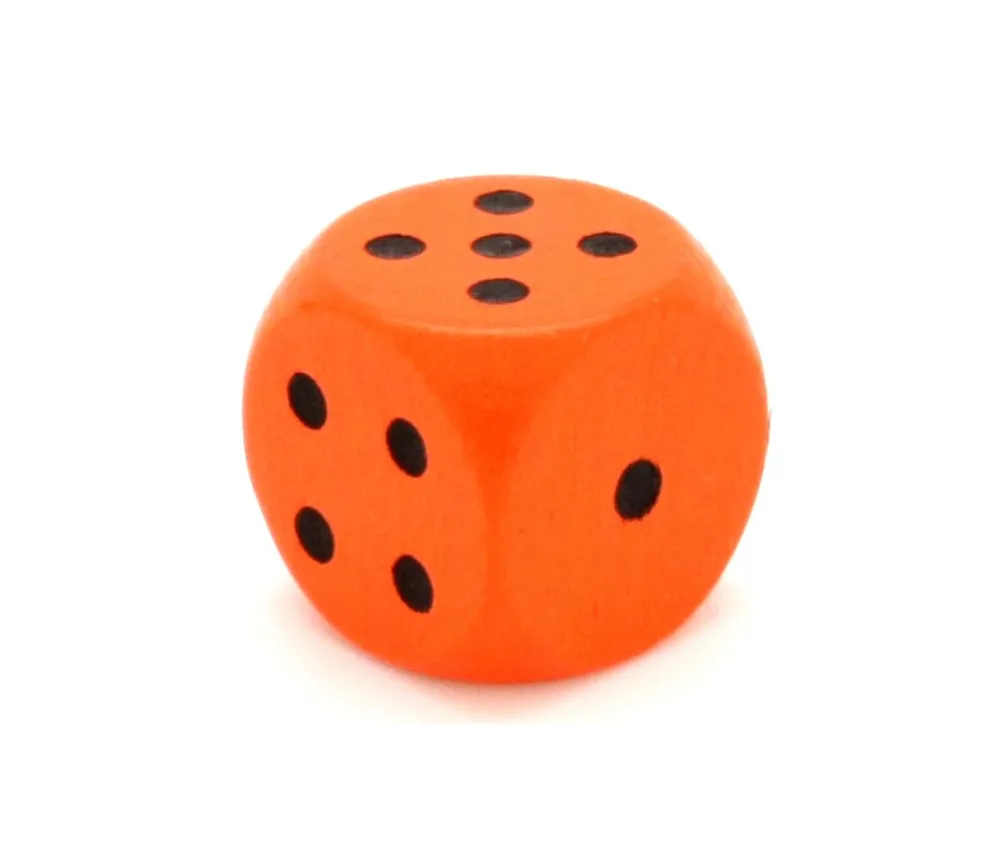 Tout Pour le Jeu Dé orange points noirs en bois 16 mm de 1 à 6 pour jeu de société