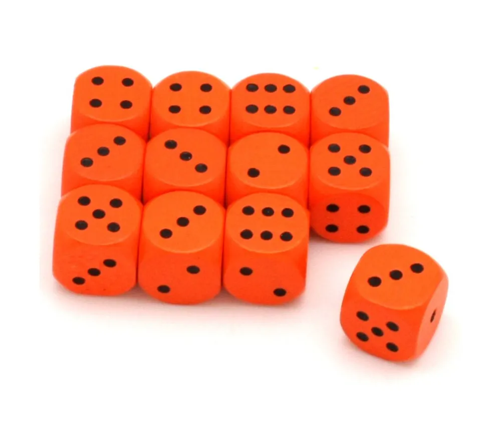 Tout Pour le Jeu Dé orange points noirs en bois 16 mm de 1 à 6 pour jeu de société