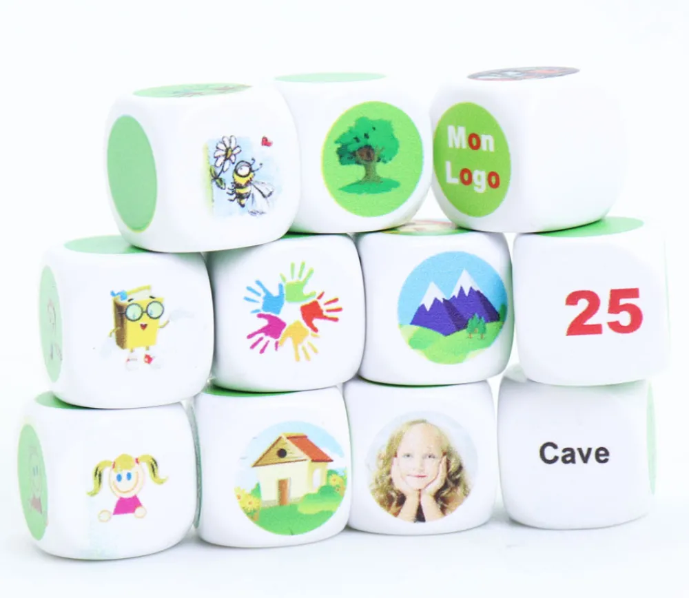 Tout Pour le Jeu Dé personnalisé 16 mm en plastique : 6 faces personnalisées avec vos images
