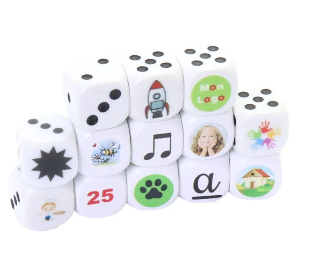 Tout Pour le Jeu Dé plastique personnalisé 16 mm : 1 face personnalisée avec votre image