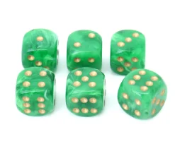 Tout Pour le Jeu Dé vortex Vert 16 mm points dorés