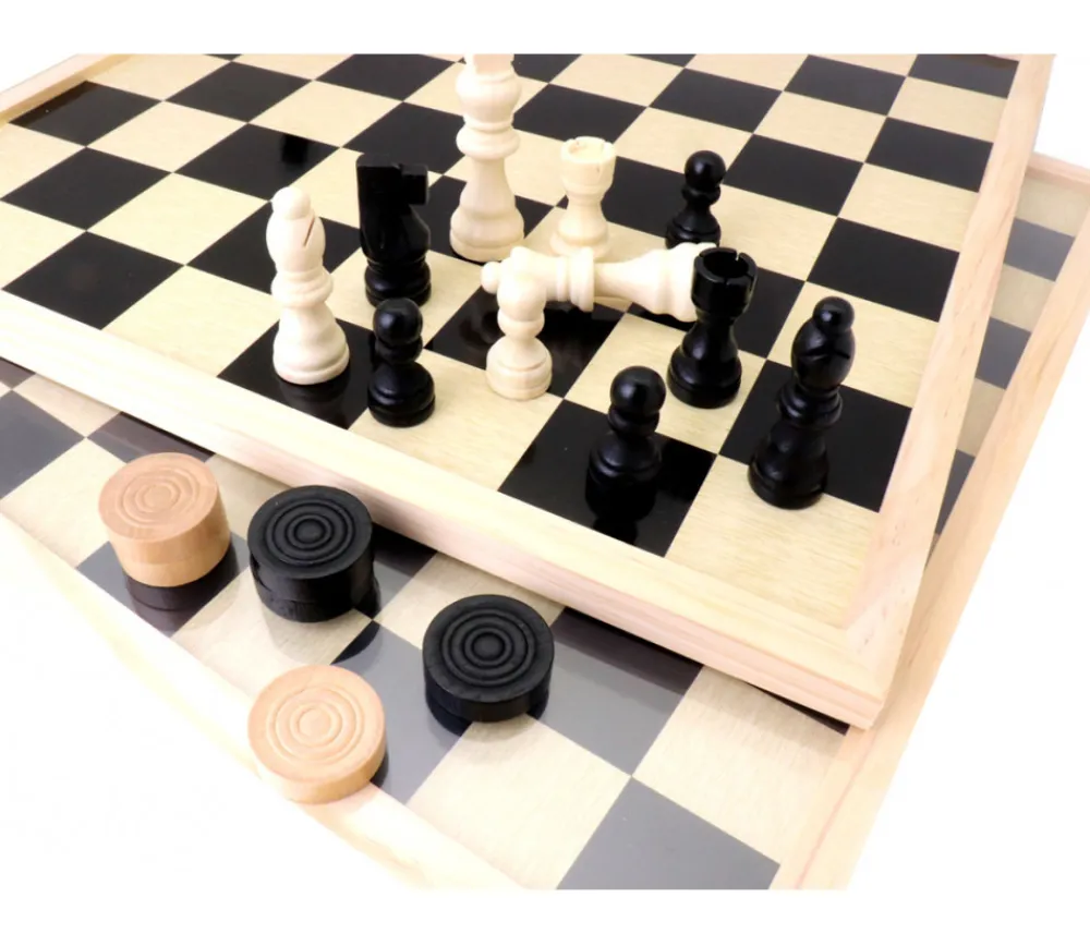 Tout Pour le Jeu Damier/échiquier en bois noir / naturel - plateau 40 cm cases 4.5 cm