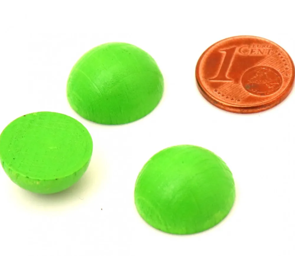 Tout Pour le Jeu Demi-Boule 1.5 cm couleur vert-clair en bois - dôme hêtre diamètre 15 mm