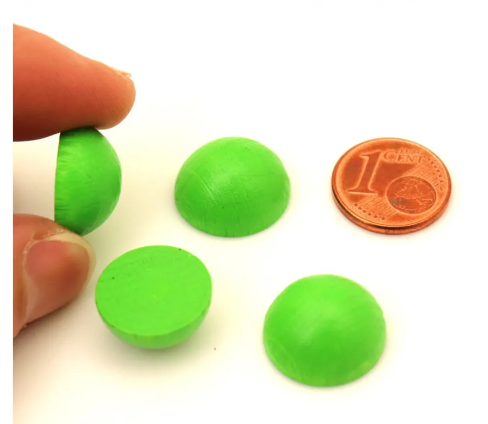 Tout Pour le Jeu Demi-Boule 1.5 cm couleur vert-clair en bois - dôme hêtre diamètre 15 mm