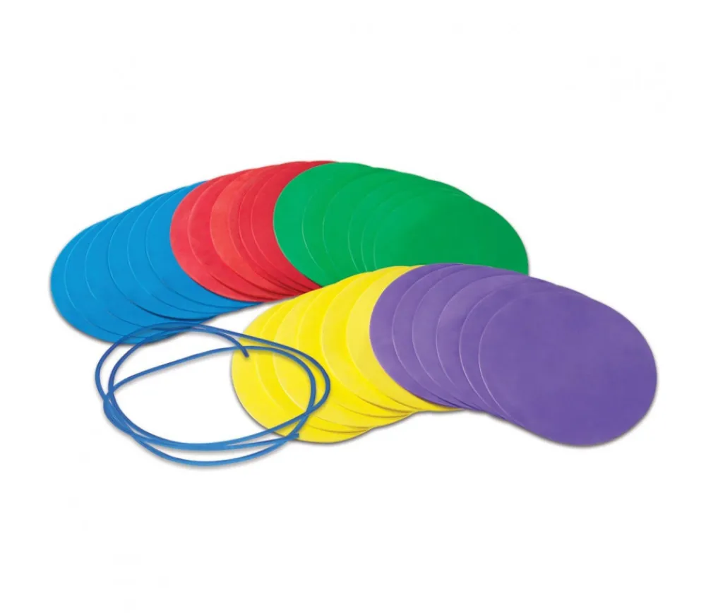 Tout Pour le Jeu Distanciation sociale - 30 disques colorés 25 cm de diamètre + 1 corde