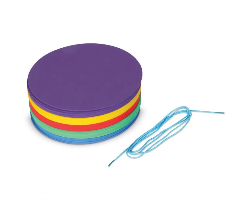 Tout Pour le Jeu Distanciation sociale - 30 disques colorés 25 cm de diamètre + 1 corde