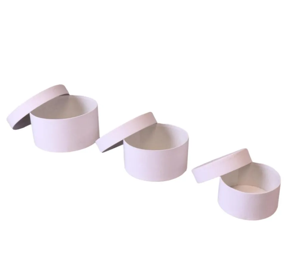 Tout Pour le Jeu 2e choix - 3 Boites gigognes rondes carton blanc - Ø 8-10-12 cm avec défauts