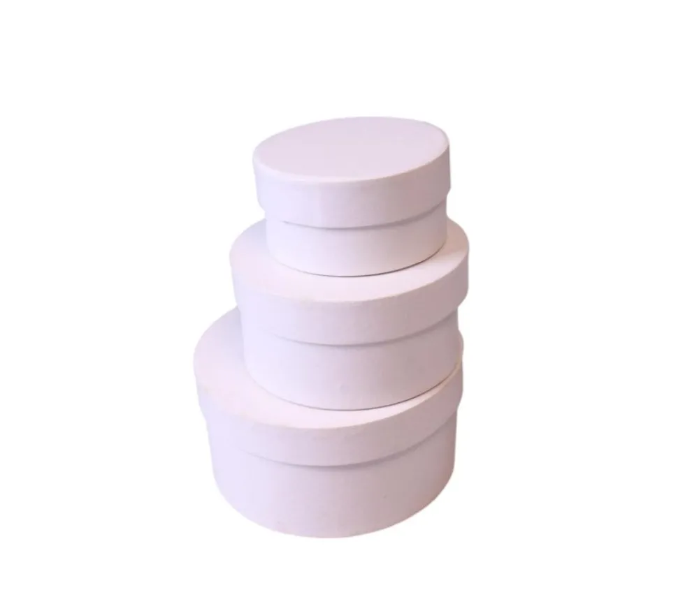 Tout Pour le Jeu 2e choix - 3 Boites gigognes rondes carton blanc - Ø 8-10-12 cm avec défauts