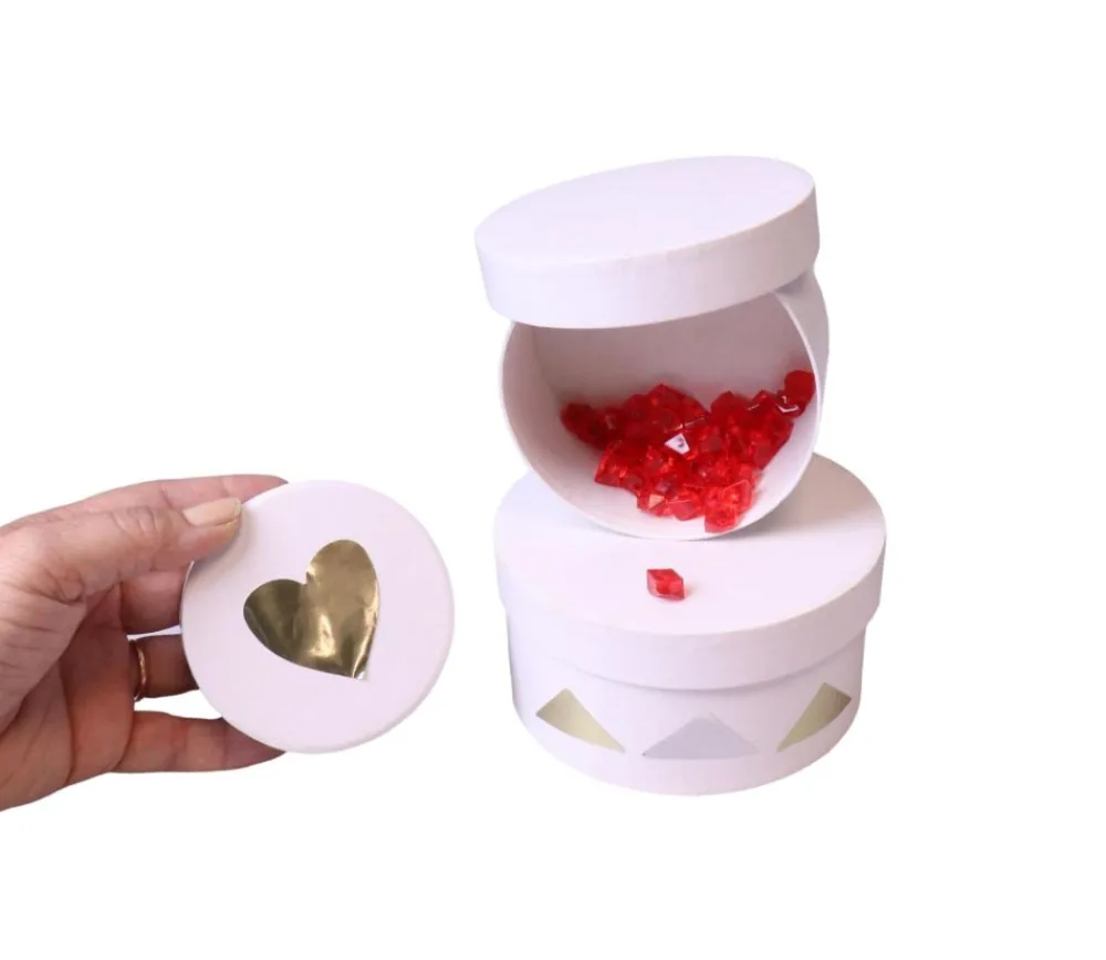Tout Pour le Jeu 2e choix - 3 Boites gigognes rondes carton blanc - Ø 8-10-12 cm avec défauts