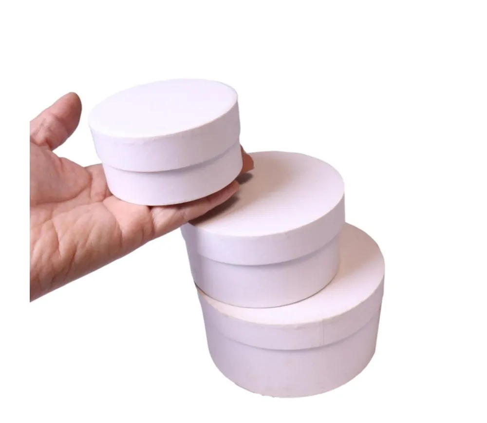 Tout Pour le Jeu 2e choix - 3 Boites gigognes rondes carton blanc - Ø 8-10-12 cm avec défauts
