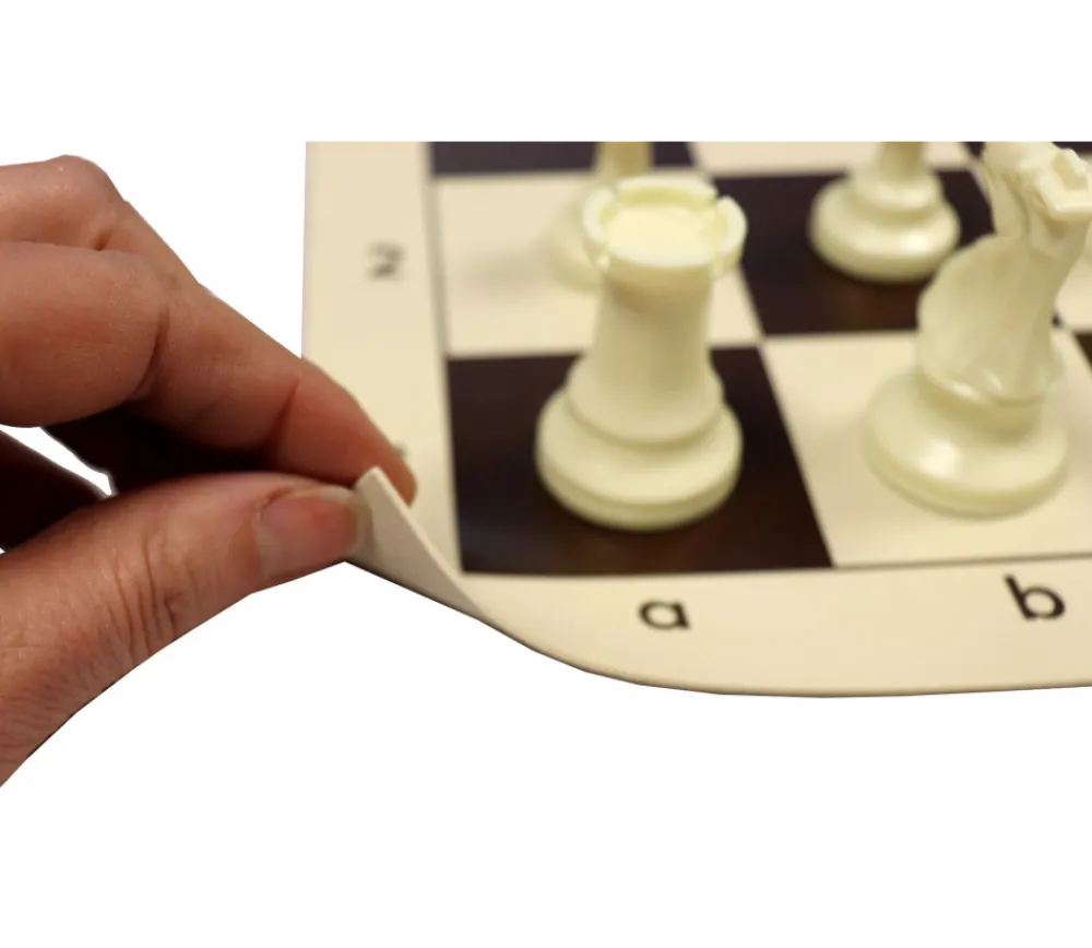 Tout Pour le Jeu Echiquier tapis de jeu enroulable 50x50 cm échec marron/blanc