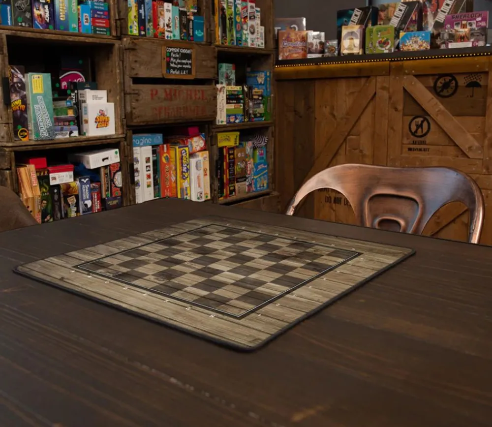 Tout Pour le Jeu Echiquier tapis de jeu enroulable 40x40 cm décor bois