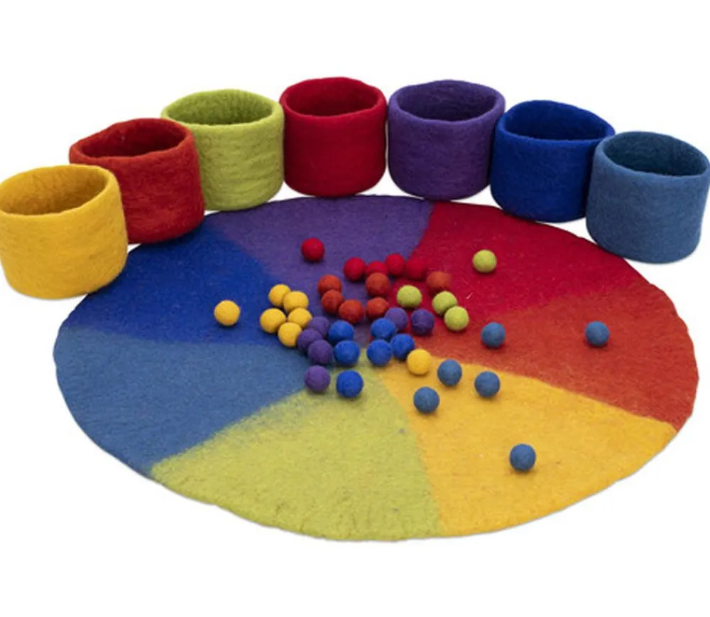 Tout Pour le Jeu Ensemble de tri 120 pièces : tapis, bol et boules en feutrine