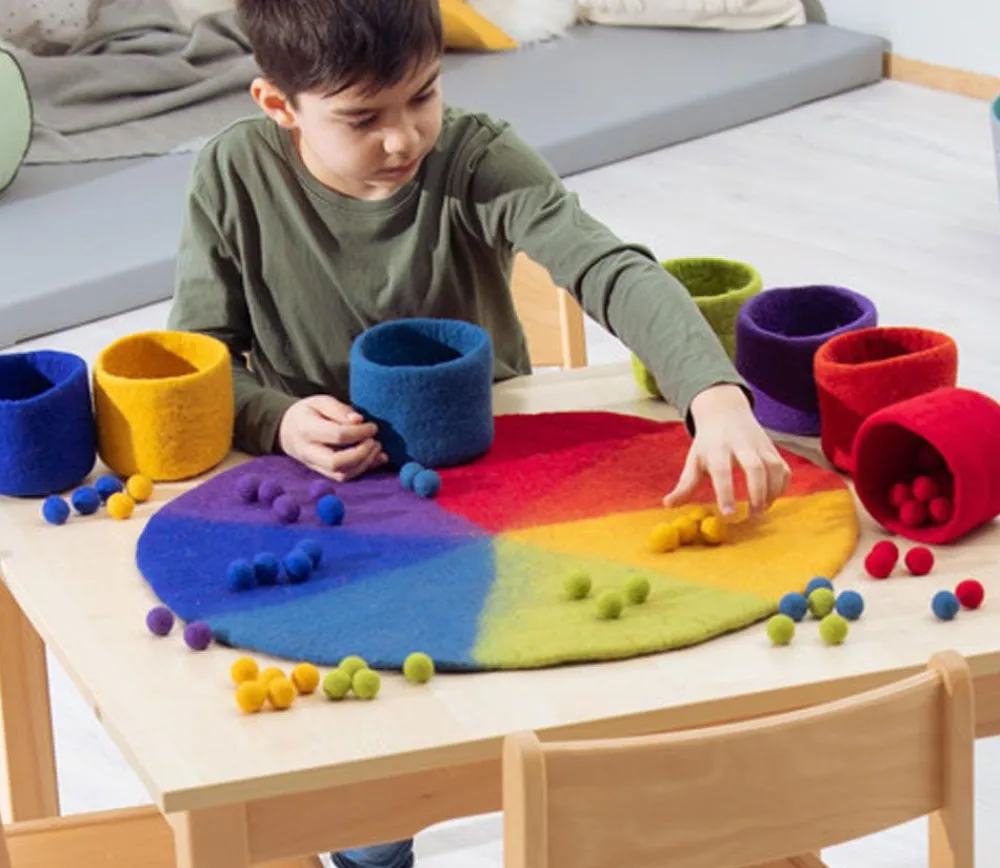 Tout Pour le Jeu Ensemble de tri 120 pièces : tapis, bol et boules en feutrine