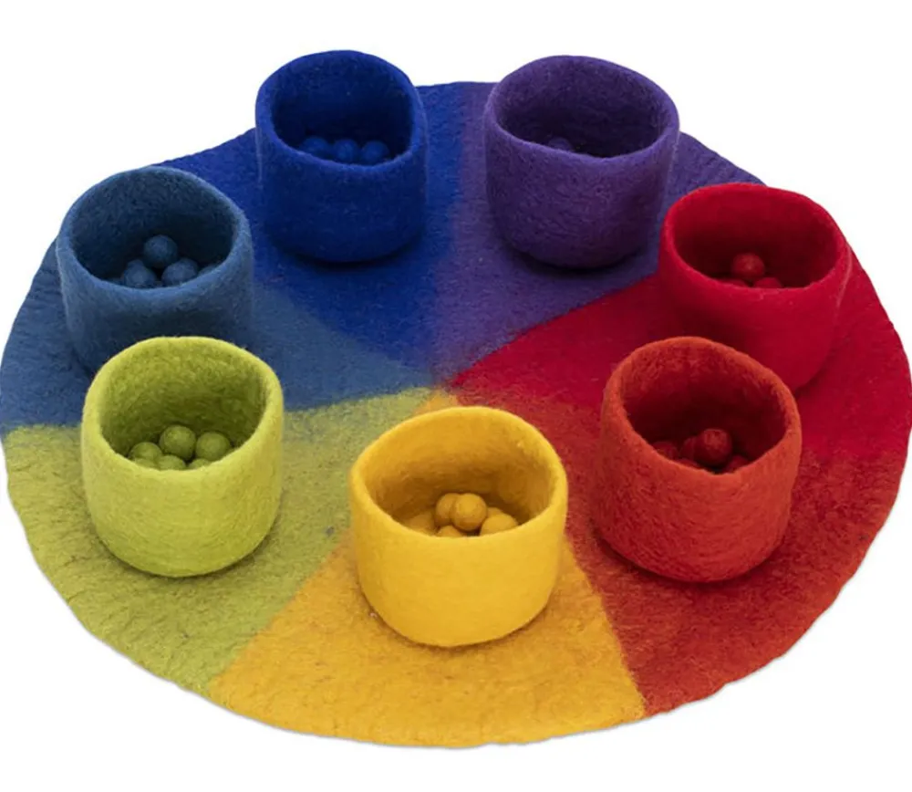 Tout Pour le Jeu Ensemble de tri 120 pièces : tapis, bol et boules en feutrine