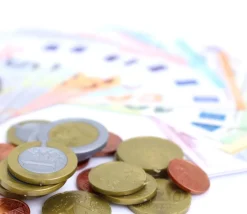 Tout Pour le Jeu Euros factices 44 pièces et billets (22 pièces Re-plastique et 22 billets papier) pour jeux
