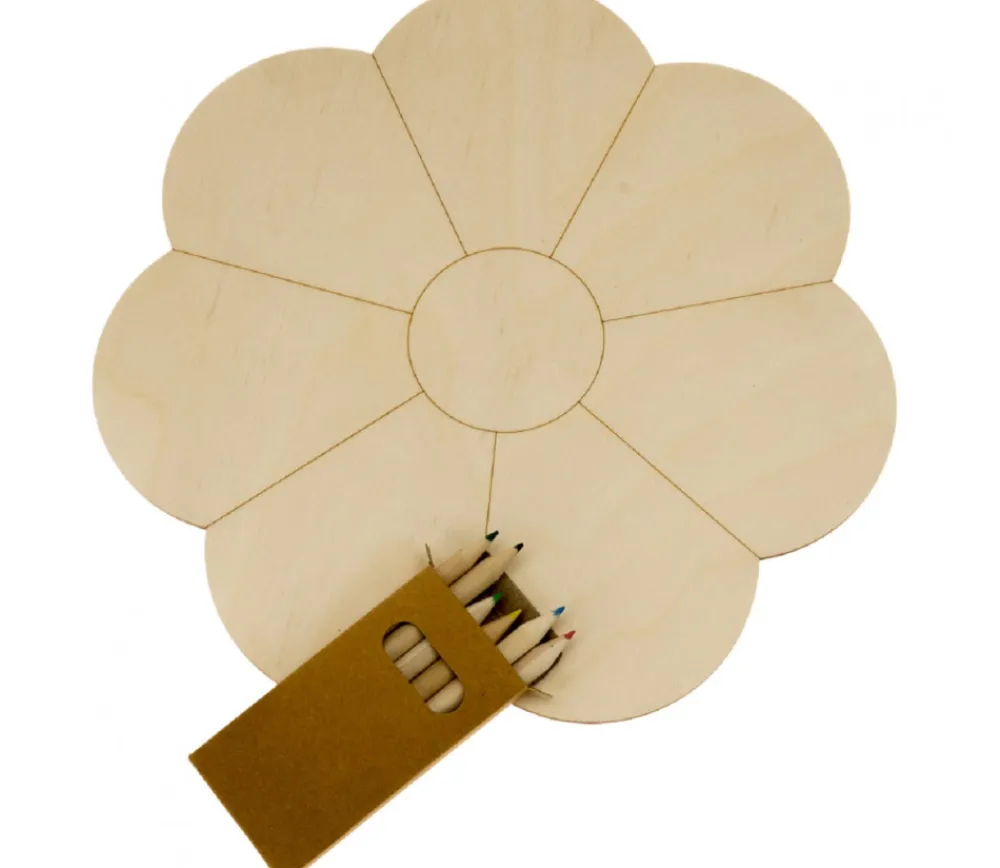Tout Pour le Jeu Fleur en bois naturel de 24.5 cm de diamètre