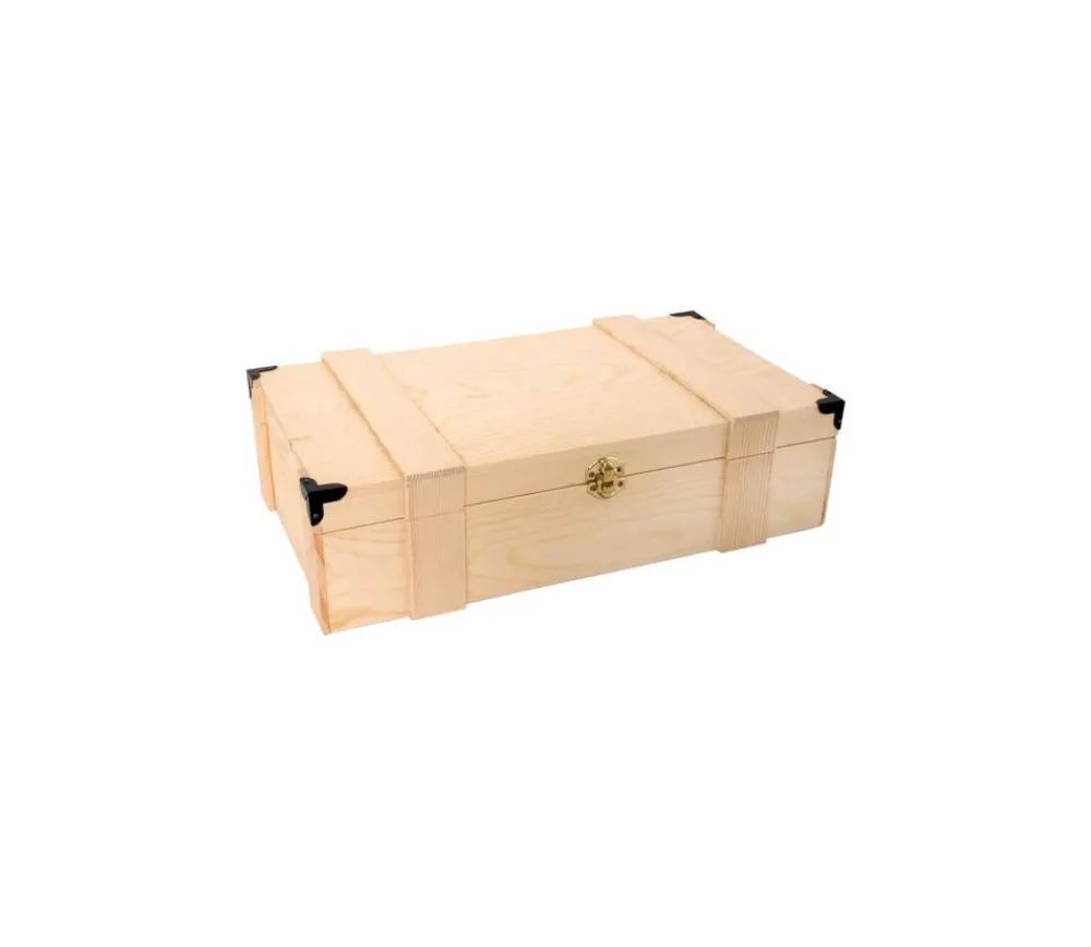 Tout Pour le Jeu Grand coffret bois 37.5 x 22.4 x 11 cm avec charnières - coins métal