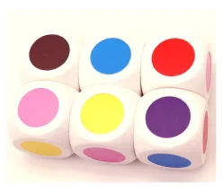 Tout Pour le Jeu Grand Dé 30 mm 6 points couleurs brun rouge jaune bleu rose et violet