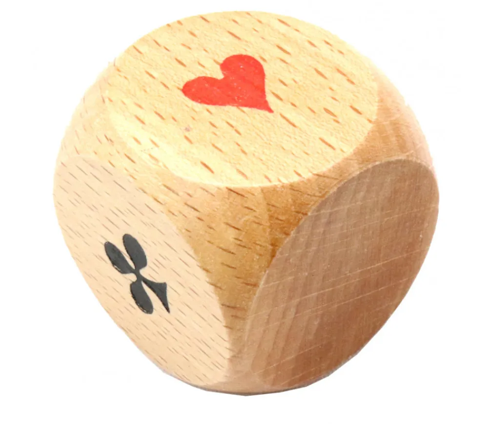 Tout Pour le Jeu Grand Dé belote bois 4.1 cm atout symbole des cartes