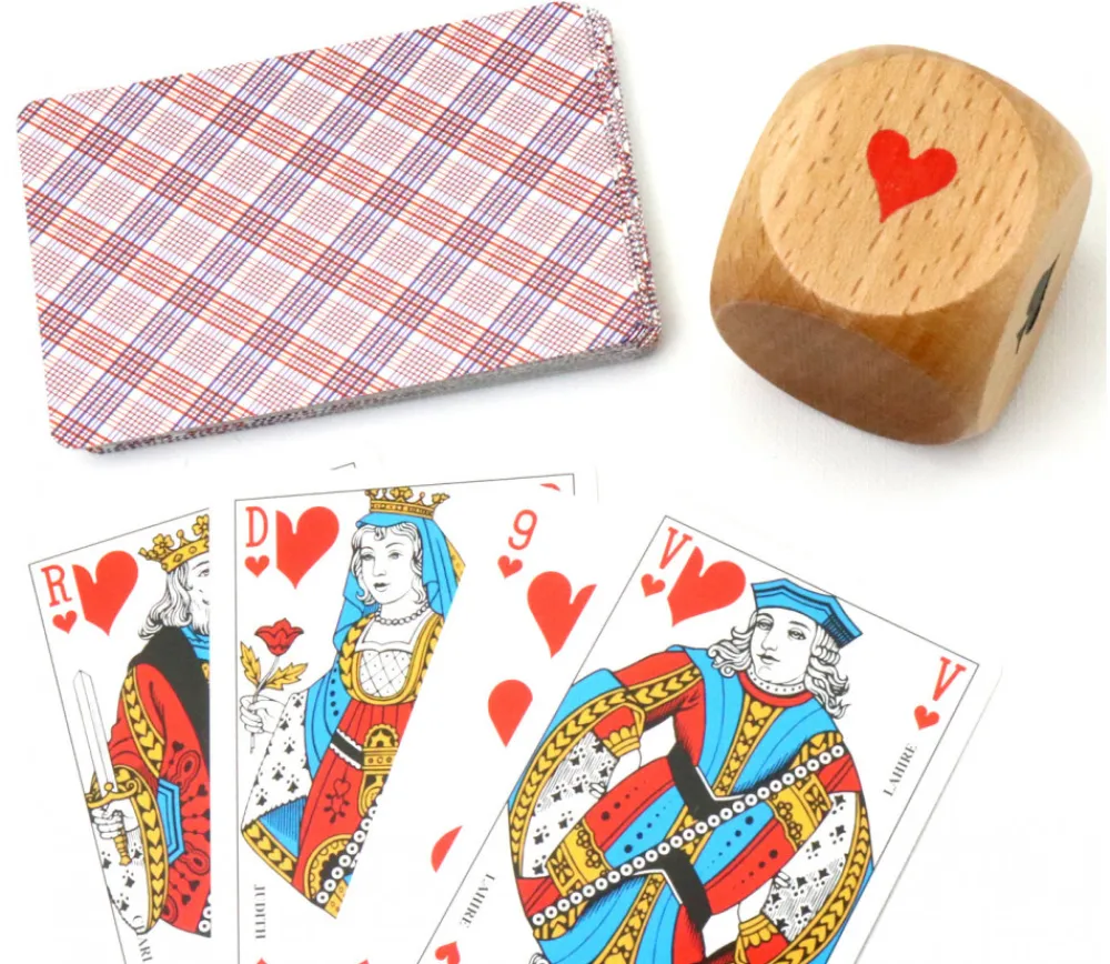Tout Pour le Jeu Grand Dé belote bois 4.1 cm atout symbole des cartes