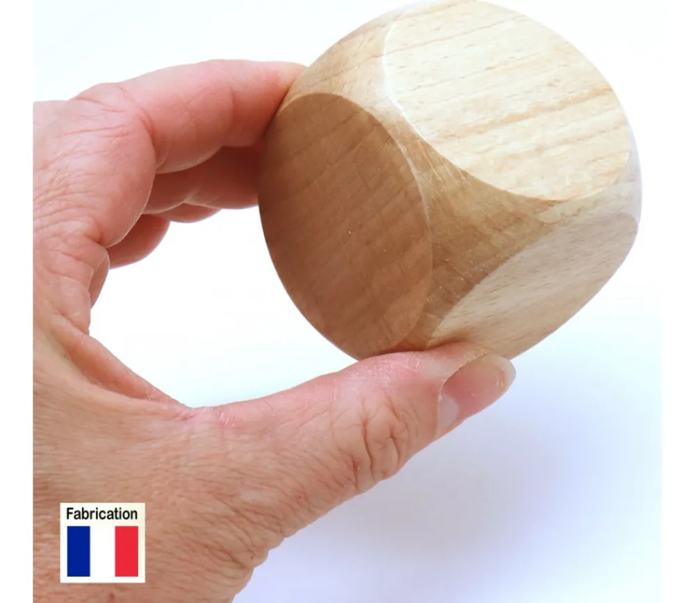 Tout Pour le Jeu Grand dé vierge 50 mm en bois verni naturel neutre 5 cm