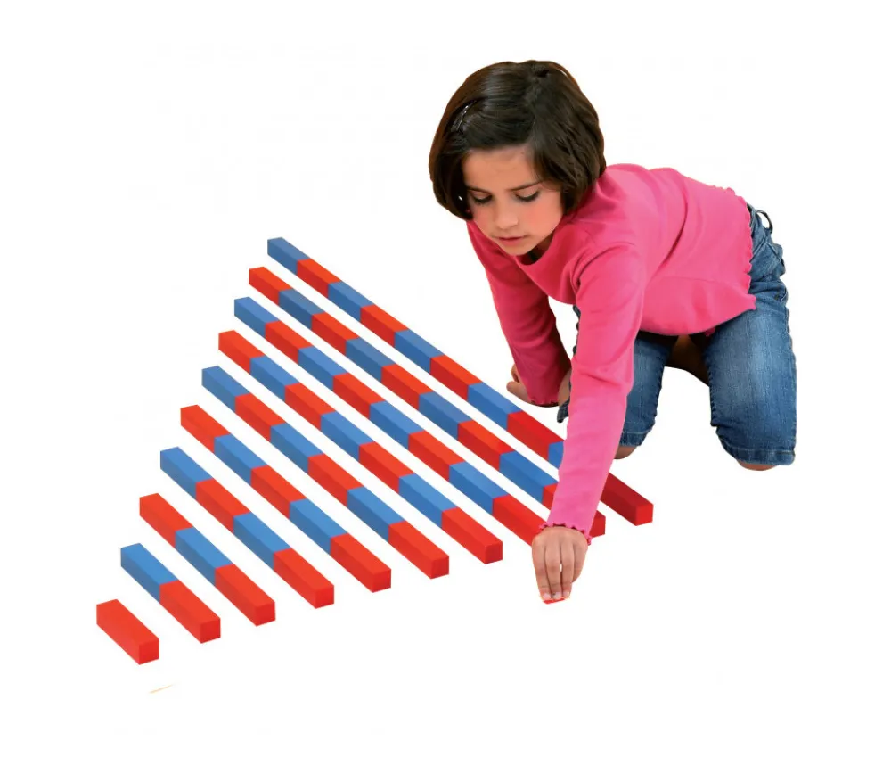 Tout Pour le Jeu Grandes barres numériques Montessori bois rouge et bleu (1 mètre)