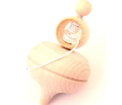 Tout Pour le Jeu Grosse toupie bois brut avec lanceur ficelle 10.7 cm