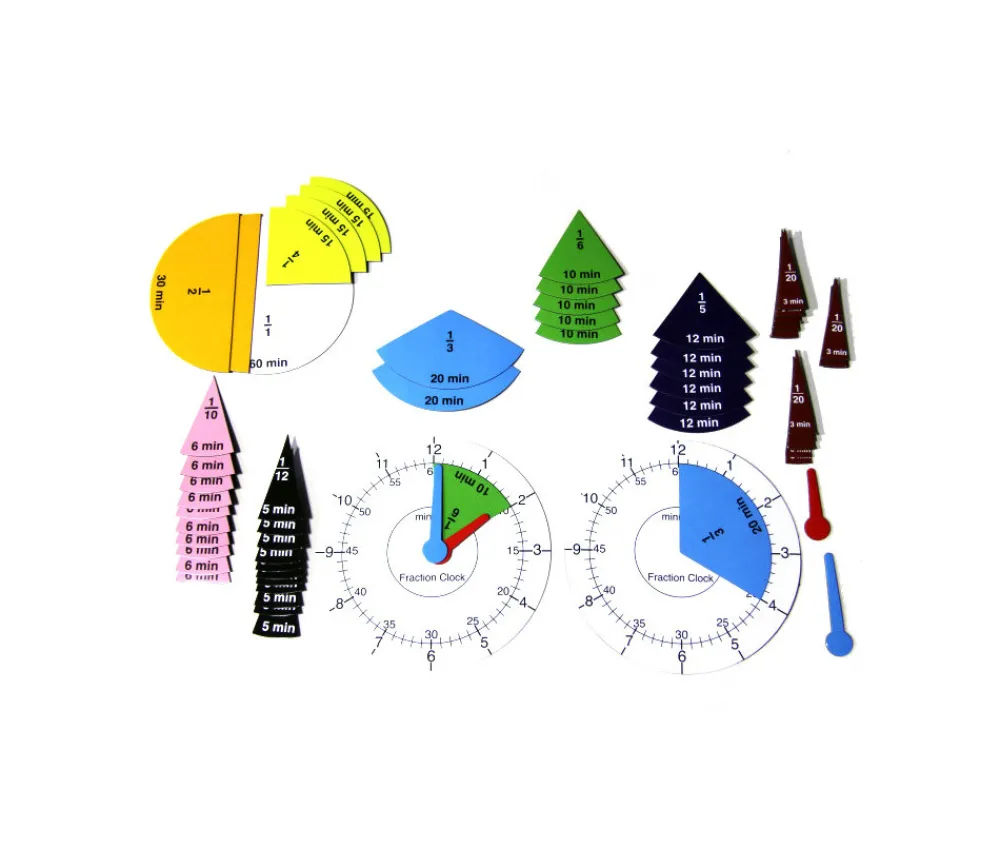 Tout Pour le Jeu Horloges apprentissage 48 portions minutes et fractions magnétiques