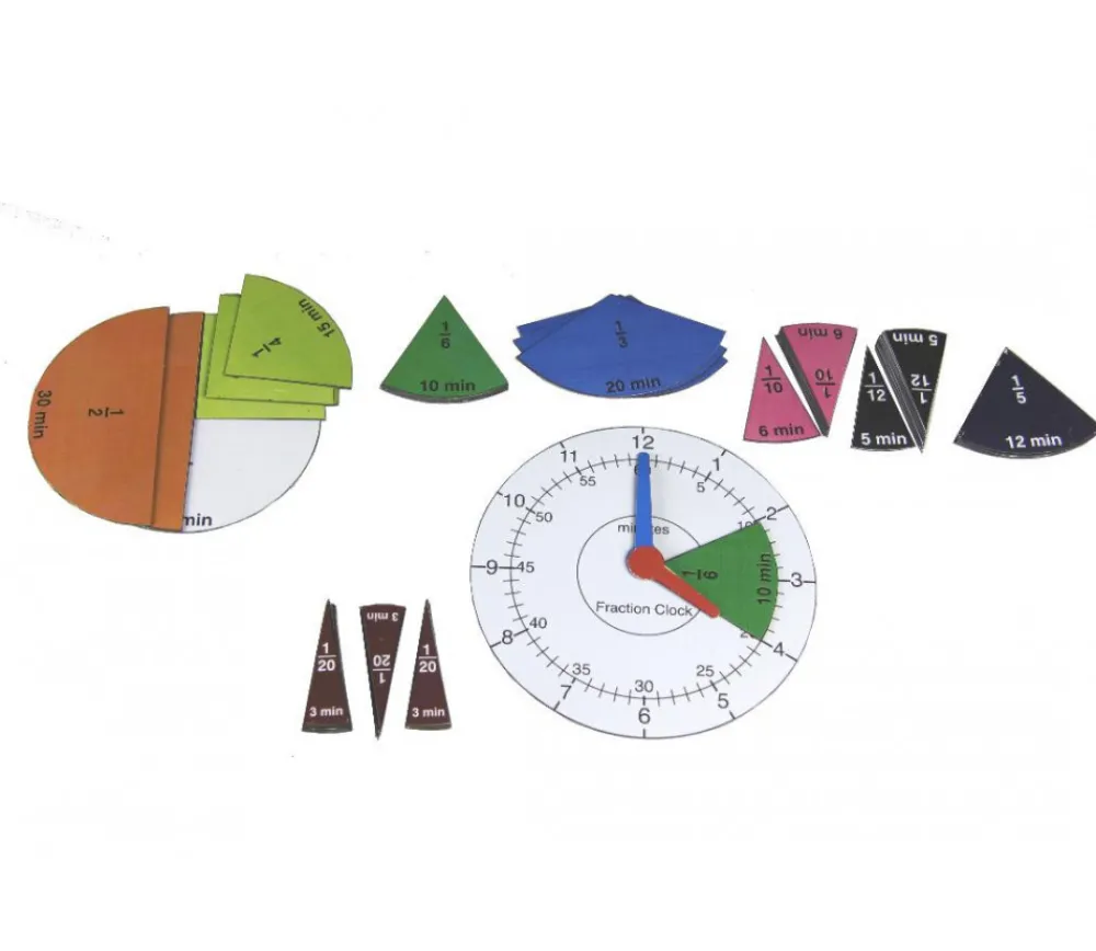 Tout Pour le Jeu Horloges apprentissage 48 portions minutes et fractions magnétiques
