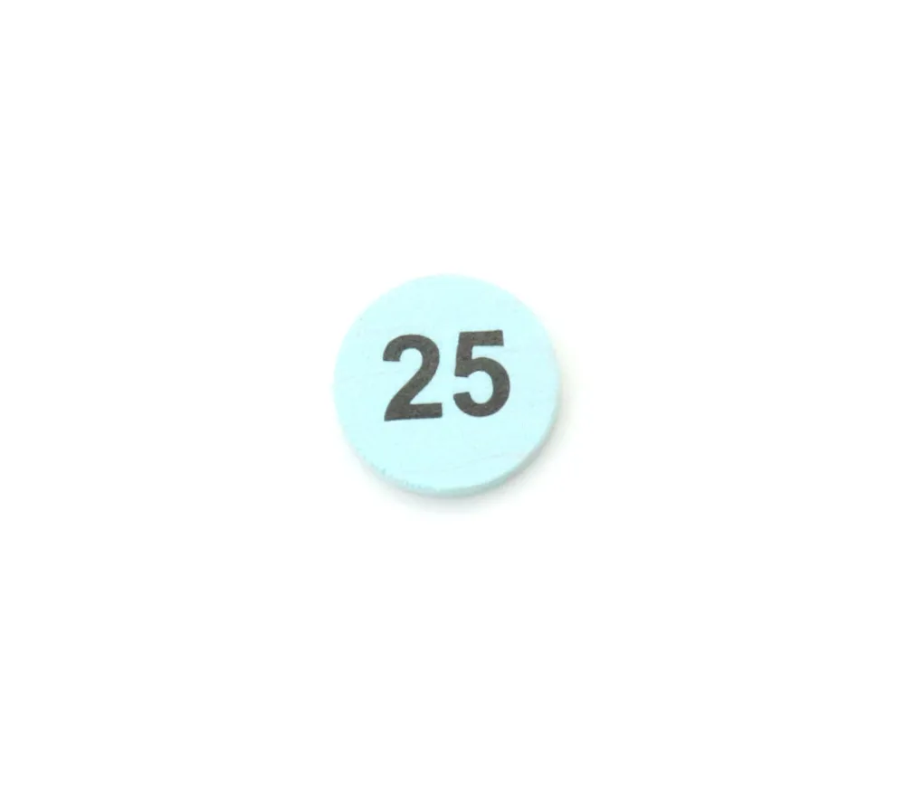 Tout Pour le Jeu Jeton bois numéro 25 rond plat de 21 x 4 mm bleu clair