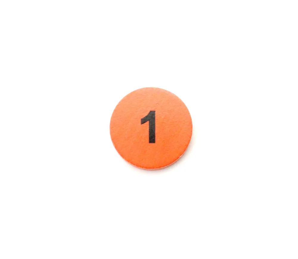 Tout Pour le Jeu Jeton bois numéro 1 rond plat de 15 x 4 mm orange