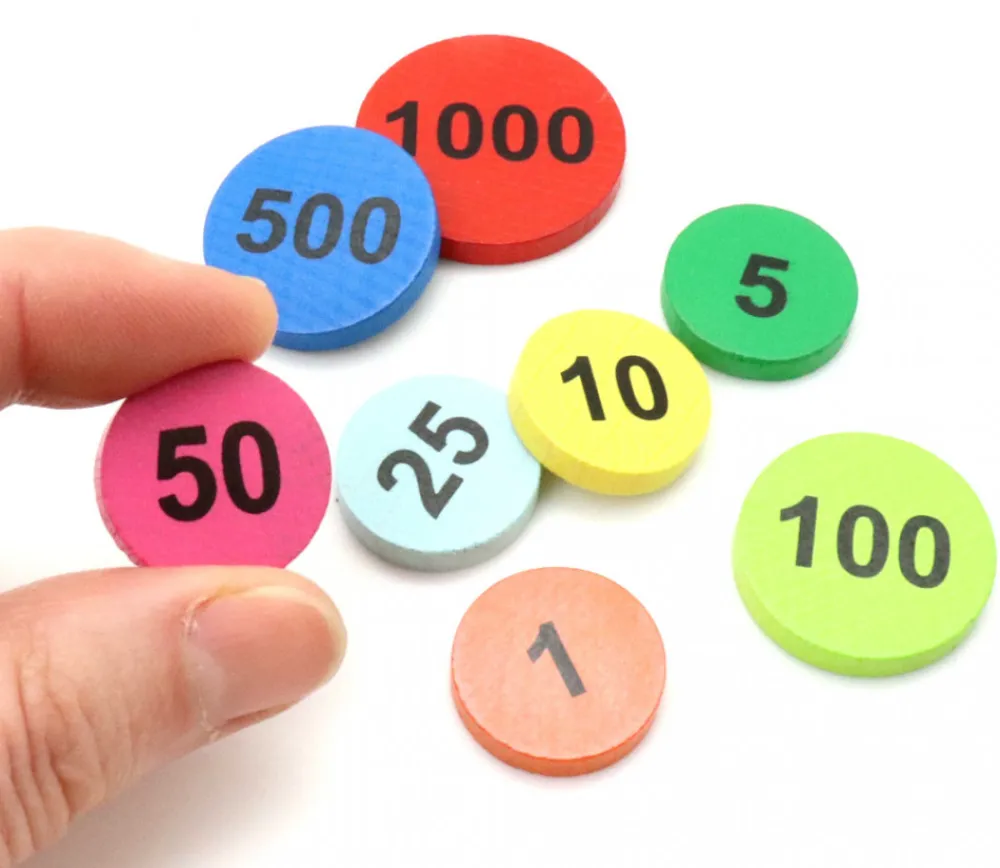 Tout Pour le Jeu Jeton bois numéro 500 rond plat de 25 x 4 mm bleu