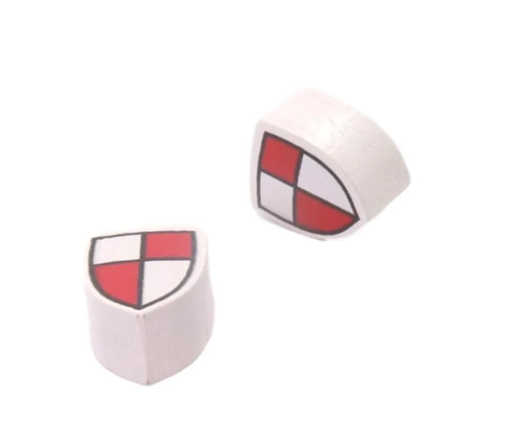 Tout Pour le Jeu Jeton bouclier rouge/blanc blason en bois 15 x 12 x 8 mm à l'unité