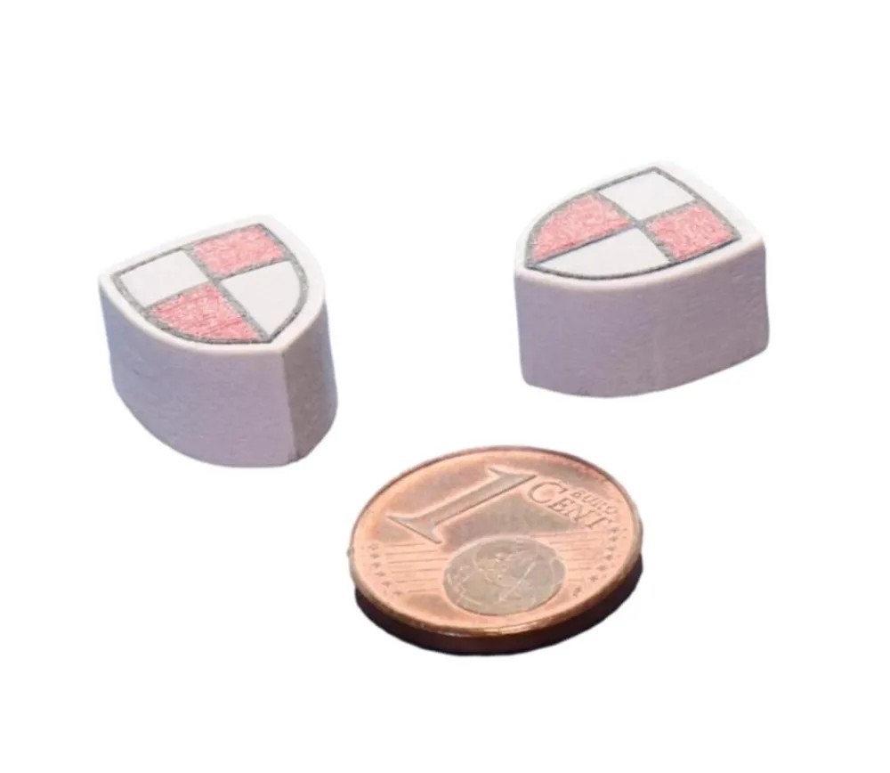 Tout Pour le Jeu Jeton bouclier rouge/blanc blason en bois 15 x 12 x 8 mm à l'unité
